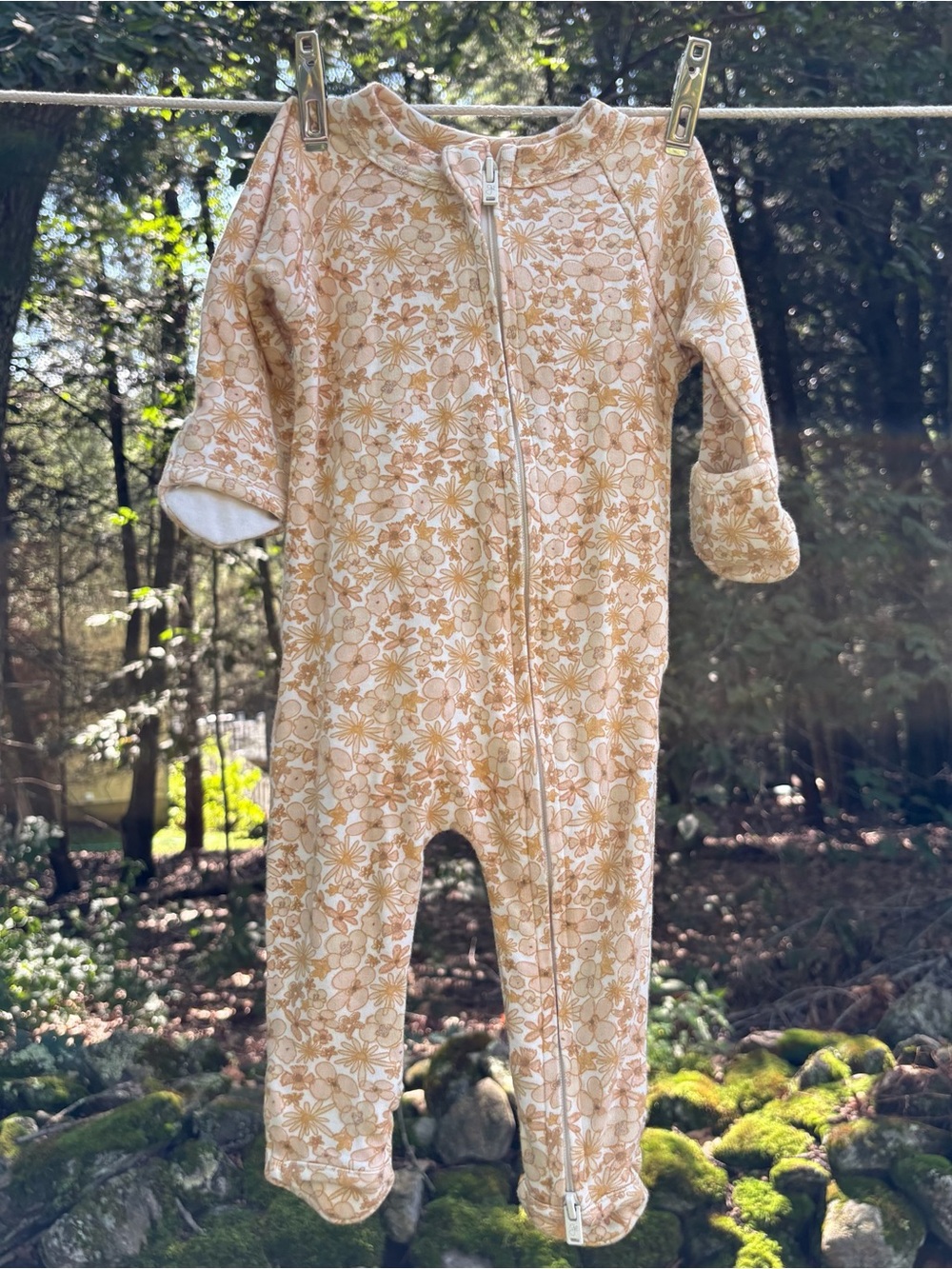 Goumi Baby Floral Zip One-Piece Footie Pajamas 0-3 months